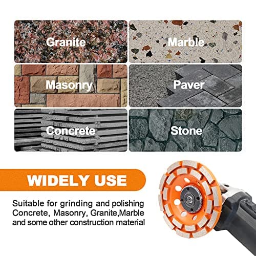 Concrete Diamond Grinding Cup Wheel,BRSCHNITT 5 inch Angle Grinder Diamond Double Row Cutting Wheel for Grinding/Polishing/Cleaning Surface Grinding Granite, Concrete,Stone,Cement,Marble,Rock (125mm) - Thumbnail 5