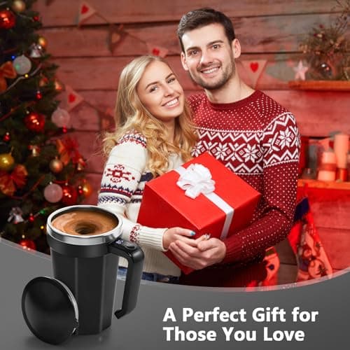 ZenRui Self Stirring Coffee Mug with Temperature Display, 18 oz Rechargeable Self Stirring Mug with Lid, Automatic Self Stirring Cup, Coffee Mug with Stainless Steel for Coffee, Milk, Beverages, Black - Thumbnail 2