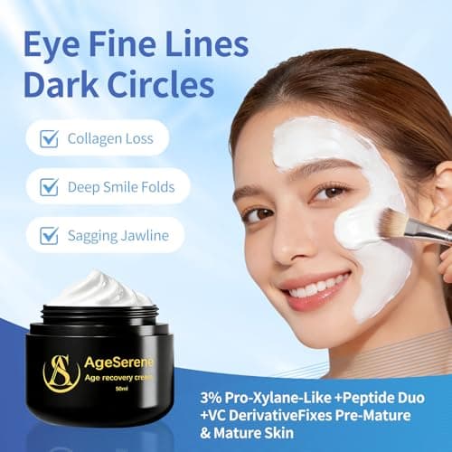 AgeSerene Anti-Aging Night Cream, Face Moisturizer to Reduce Wrinkles and Firm Skin, Peptides, Vitamin C & Vit E, Hypoallergenic, Anti-Aging Skin Care For Face，Night cream for face，1.7 fl oz - Thumbnail 2