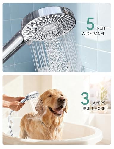 Magichome Filtered Shower Head with Handheld, High Pressure 10-Spd Detachable Chrome Showerhead with Stainless Hose, Water Softener Filter Beads for Hard Water - Remove Chlorine, Reduce Dry Itchy Skin - Thumbnail 6