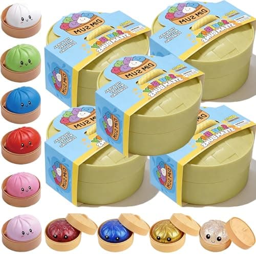 Vimilove Glitter Dumpling Squishy Set - Colorful Sensory Stress Relief Collections, Random Squishy Gift Box with Sparkly Dumplings for Party Favors & Collectibles (Random-5PC) - Image 1