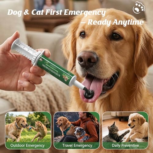 Alcohu Activated Charcoal for Dogs Cats,Pet Poison Emergency Kit, Toxin Absorber with High-Activity Charcoal & Kaolin, Supports Digestive from Chocolate/Grapes/Onions, Using for Home, Travel 30+60ml - Thumbnail 6