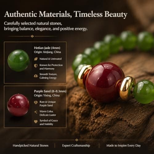 ANNIE WU Natural Hetian Jade & Purple Sand Beaded Ring for Women - Thumbnail 4