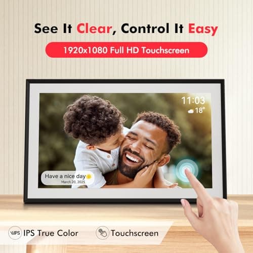 Digital Picture Frame, 15.6 Inch Large Frameo Digital Photo Frame WiFi, 32GB, 1920 * 1080 IPS HD Touch Screen, Tabletop&Wall-Mounted, Share Picture Video, Birthday, Wedding, for Mom - Thumbnail 5