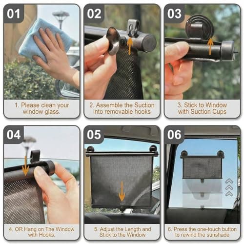PLTCAT 2 Pack Large Car Sun Shade Side Window for Baby, Roller Vehicle Shades Sun Protection Shade for SUV Truck Side Window(Large-18''x20'') - Thumbnail 2