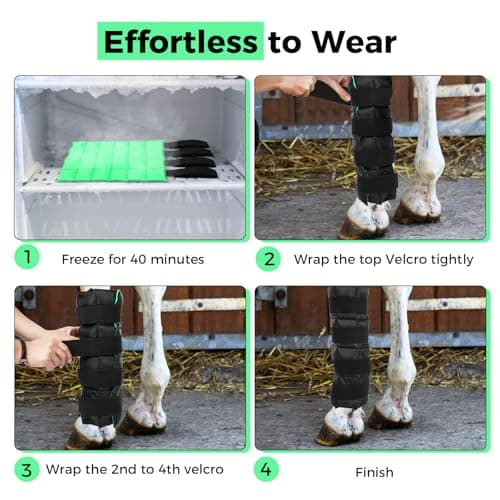 Libbipaw Reusable Gel Horse Ice Boots (Set of 4) - Adjustable Leg Wraps for Cooling Relief on Hocks, Knees & Ankles, Durability & Cooling in Active Horses - Thumbnail 6