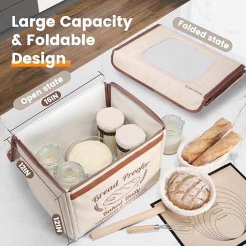 GIYUDOT Folding Bread Proofing Box with 50-113℉ Temp Control & 48H Timer, Dough Proofer with Metal Rack, Humidor, Recipes, Ideal for Sourdough, Bread Baking, Pizza, Yogurt, Kombucha, Precise Control - Thumbnail 3