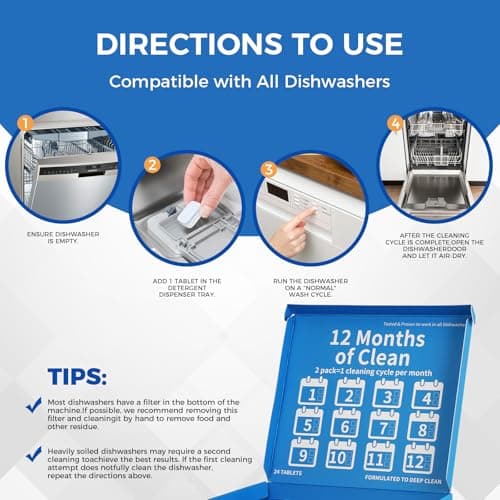Gihen Dishwasher Tablets, Removes Limescale & Hard Water Stains, 24Pk - Thumbnail 4