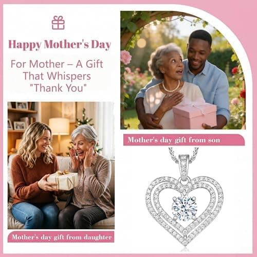 Valentines Day Gift for Wife Moissanite Heart Necklace,18K Gold Plated 925 Sterling Silver Pendant,Waterproof Hypoallergenic Jewelry for Women Anniversary Birthday Christmas Mother's Day (Sliver, Carats, 1) - Thumbnail 5