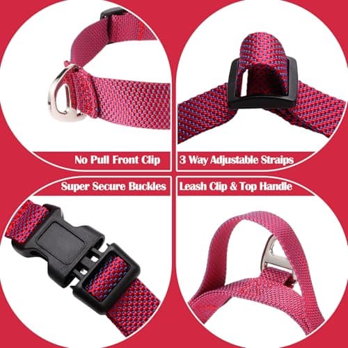 Annchwool No Pull Dog Harness with Front Clip and Easy Control Handle-Belly & Chest Adjustable Dog Harness and Leash Set for Medium Large Dogs-Heavy Duty Vest Harnesses Easy for Walking(Red,L) - Thumbnail 4