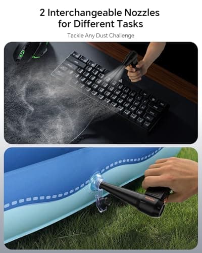 Compressed Air Duster, 300000RPM Powerful Electric Air Duster Rechargeable with LED Light and Brushless Motor, 4-Gear Cordless Mini Air Blower for Keyboard, Computers, Car, Outdoors (Black) - Thumbnail 3