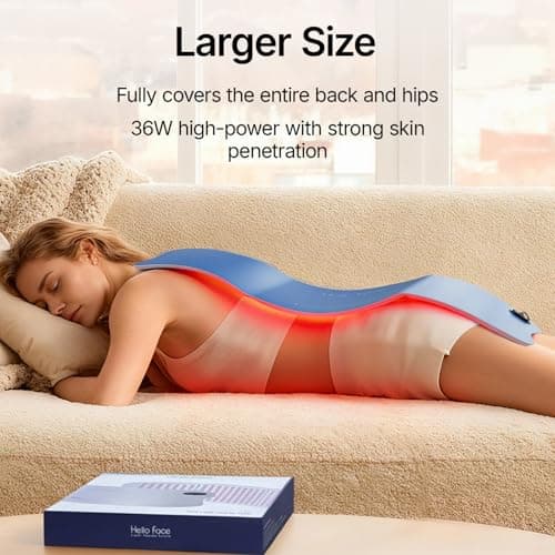 Hello Face Extra Long 30''x12'' Red Light for Body, 264 x Triple-Chip LEDs Large Red Light Mat Portable Near Infrared 660nm & 850nm for Full Body Back Hips Joint 36W Gray - Thumbnail 2