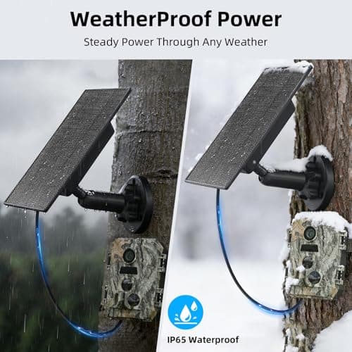 LIYVZ 3W Trail Camera Solar Panel with Built-in Battery 4000mAh, USB-C 5V & DC 6V Stable Output, 10 ft Cable & 360° Adjustable Bracket, IP65 Weatherproof, Compatible with Trail/Game Cameras - Thumbnail 5