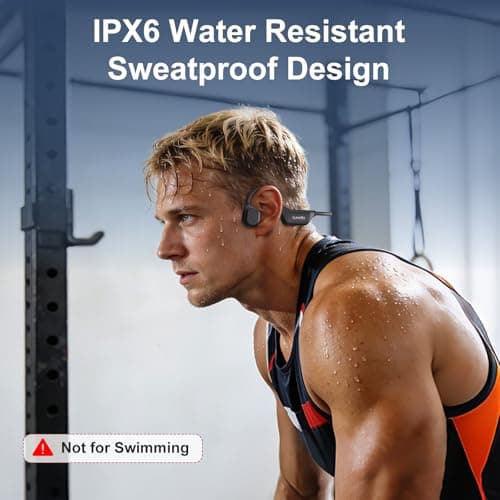 sunvito Bone Conduction Headphones, Open-Ear Bluetooth Wireless Sport Headphones, Ipx6 Waterproof Lightweight Earphones with Earbuds for Running Sports, Gym, Cycling, Long 10H Playtime, Black - Thumbnail 6