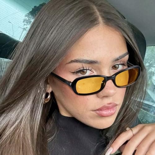 DreamCalf Retro Sunglasses for Women Men Vintage 90s Small Rectangular Sun Glasses 2026 Trendy Narrow Shades - Thumbnail 2