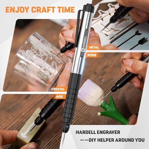 HARDELL Engraving Pen, Cordless Engraving Tool with 37000RPM, USB Rechargeable Metal Pen Engraver for Artists & DIYers, Electric Engraving Pen for Metal, Wood, Glass and Plastic - Beginner Friendly - Thumbnail 3