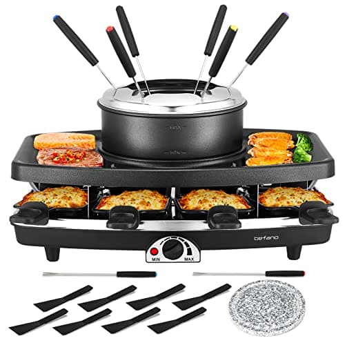 Electric Raclette Grill With Fondue Pot, 1100W Table Grill for 8 Peopl - Image 1
