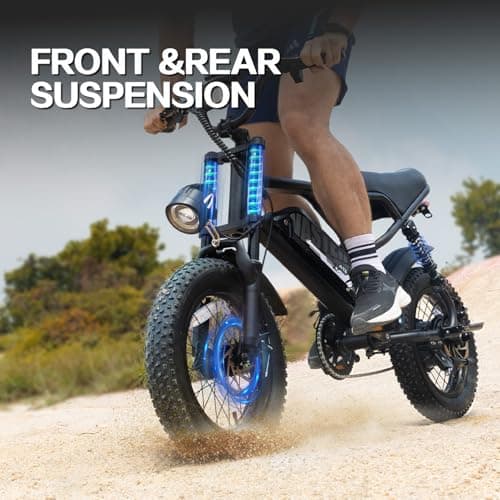 AVDLBIKE Electric Bike, 16'' Fat Tire E-Bike for Teens &Child/Adults, 500W Small Ebike with 36V/12.8Ah Removable Battery, 20 MPH /45 Mile Range, Full Suspension Off-Road Electric Dirt/Mountain Bike - Thumbnail 6