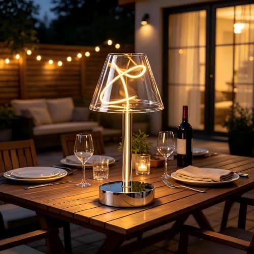 Unique Table Lamp Cordless Rechargeable, Minimalist Ambient Light - Thumbnail 5