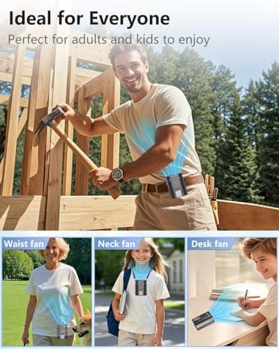 Portable Waist Fan Rechargeable Quiet-Small Light Weight Personal Fans Battery Operated Ac,Cool Clip Fan Under Shirt Clothes Waistband Belt Buckle Pant Pocket for Construction Worker Blue Collar Men - Thumbnail 5