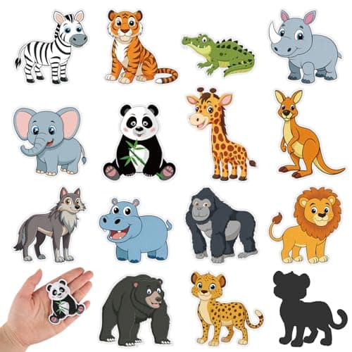14Pcs Wild Magnetic Animals Large Size Wooden Fridge Magnets for Kids, Cute Animal Wooden Magnets for Refrigerator Kitchen Whiteboard Early Education Boys Girls Gifts