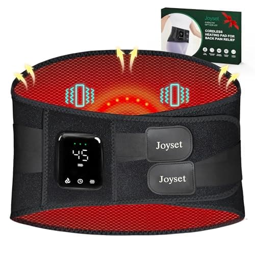 Joyset Cordless Heating Pad for Back Pain Relief,47-60" Lower Back Massager with 5 Heat 5 Vibration,Portable Wearable Heating Pad for Cramps,Birthday Gifts for Women Men Mom Dad(Black) - Image 1