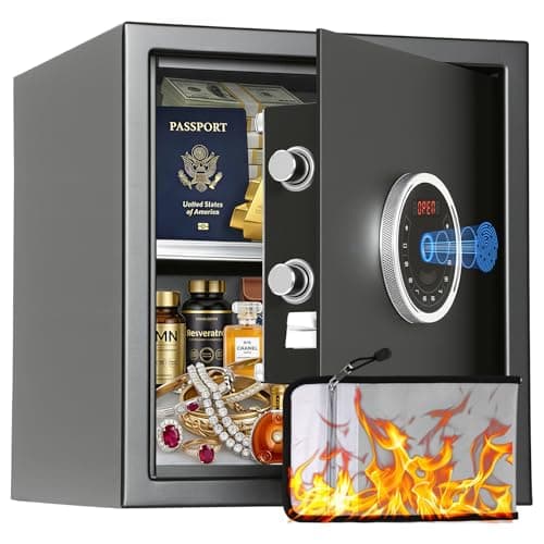 BlackSmith Biometric Safe Box 1.5 Cubic Feet Auto-Open Home Fingerprint Safe with Touchscreen Keypad Triple Alarm Security Safe with Fireproof Bag for Home, Office, Hotel - Image 1