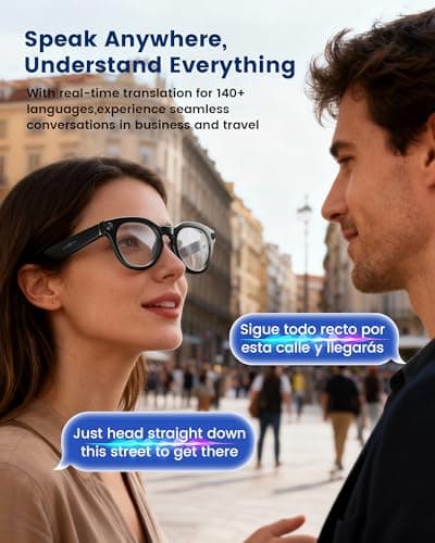 Orpnkna AI Smart Glasses with 8MP Camera, Real-Time Translation, 4K Video & Dual Microphone Noise Cancellation, Voice Assistant, for Travel, Vlogging, Meetings - Thumbnail 5
