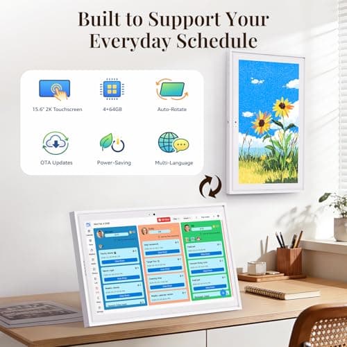 15.6" Electronic Wall Calendar & Digital Family Planner, 2K Smart Touchscreen Display with Video Call, Chore Chart & Shared Family Schedule, 4+64GB, Wall or Desk Mount, Interactive Calendar Organizer - Thumbnail 3