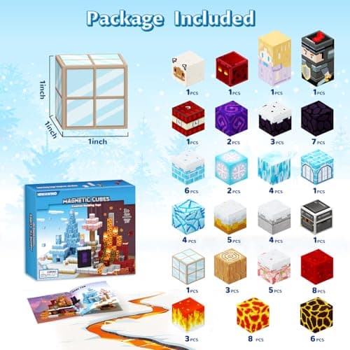 Hiwawind Magnetic Blocks Set, Ice Princess Castle & Lava Realm Fantasy World Building Toys, STEM Montessori Toys for 3 4 5 6 7 8 Year Old Boys Girls, Creative Birthday Gifts for Kids - Thumbnail 4