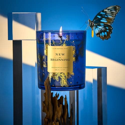 M&SENSE Holiday Scented Candle Gift for Women and Men - Sandal Wood Jasmin Scent, 10 oz Soy Wax, Birthday,Holiday, Christmas, New Year Gift - Thumbnail 3