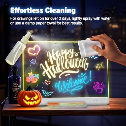 16-Inch Rechargeable LED Drawing Board, 9-Color Light Modes, Neon Art Dry Erase Light Up Doodle Glow Pad with Built-in Stand, Sketching Gift Toy for Kids/Girls/Teens, 7 Markers & Tracing Book - Thumbnail 6