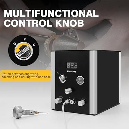Katway Air-Free Pneumatic Engraving Machine - Dual-Head Pneumatic Impact Engraver for Jewelry and Metal Crafting, Jewelry Making Engraving Machines & Tools AT03 (Black) - Thumbnail 5
