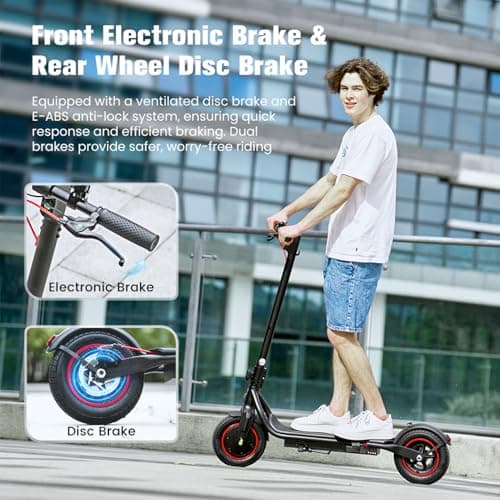 Electric Scooter Adults, 10" Pneumatic Tires, 500W Powerful Motor, 22 MPH Speed, 23 Miles Long Range, Dual Brake, APP Control, Foldable Commuting Scooter for Adult and Teens - Thumbnail 5