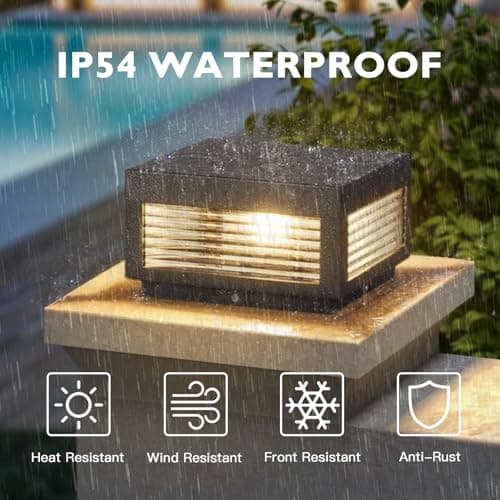 PAKEDANDUN Outdoor Post Lights, 9.84" Hard Wired Column Pillar Light Waterproof Modern Lamp Posts AC100-240V LED Square Lantern for Fence Driveway Patio Garden Backyard - Thumbnail 3