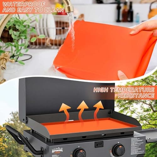 22" Silicone Griddle Mat Cover for Blackstone, Protect Your Blackstone from Dirt and Rust Throughout the Year, Waterproof and Insect-Proof Mattress Protector, Food Grade Silicone Grill Mat (Orange) - Thumbnail 4