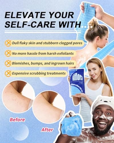 3 Pack Back Exfoliator for Shower and Dead Skin Removal, Exfoliating Body Scrubber for Smooth Skin Japan Washcloth for Shower & Bath, Versatile Body Scrub Towel - Thumbnail 2