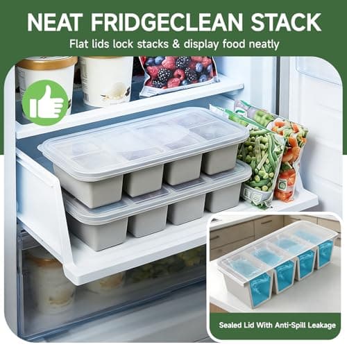 Tvmania 2-Pack Silicone Freezer Tray with Lid - 1 Cup / 4 Compartment Soup Freezer Container for Broth, Sauce & Meal Prep - Large Ice Cube Tray for Whiskey - Stackable, Easy Release, Oven Safe - Thumbnail 4