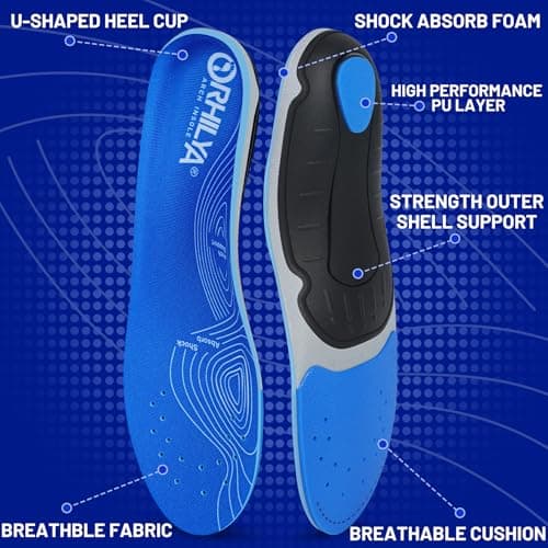 ORHILYA 240lbs+ Plantar Fasciitis Pain Relief Insole Men Arch Support Orthotic Insert Men Women,Comfort Heel Pain Flat Feet Work Boot Shoes Insole Standing All Day Size 12, 305MM - Thumbnail 2