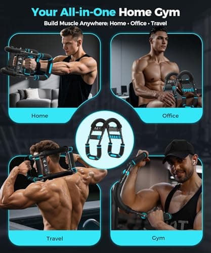 Twister Arm Trainer & Chest Workout Equipment with Digital Display - Auto Reps & Calorie Estimator, 40-120 lbs Home Gym Chest Exerciser for Men, Blue Pro - Thumbnail 4