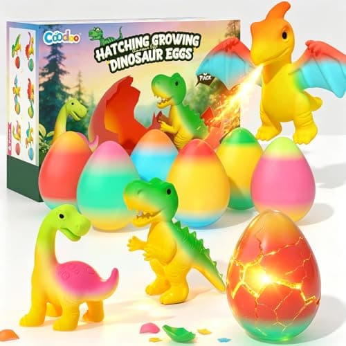 Dinosaur Hatching Surprise Eggs for Kids - 6 Pack Dinosaur Toys for Boys and Girls, Easter Basket Stuffers & Birthday Party Favors for Kids 4-8, Toddler Outdoor Toys Dino Egg Crafts Gifts for Ages 3-8