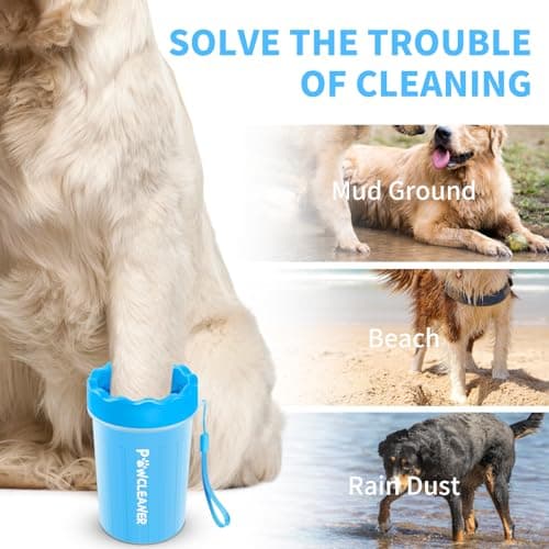 Professional 7 in 1 Dog Paw Cleaner for Dogs & Cats - Includes 1 Portable Paw Washer, 1 Bath Brush, 2 Dog Toothbrushes and 3 Absorbent Towels Note: Fits Paws 1.5 to 2.5 Inches Wide (Medium, Blue) - Thumbnail 3