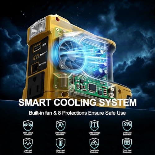 Real 220W Power Inverter Compatible with DeWalt 20V Battery, DC 20V to AC 110V-120V Portable Power Station with 1 AC Outlet, 1 USB & Type-C, 1 12V DC & 200LM LED (No Battery) - Thumbnail 5