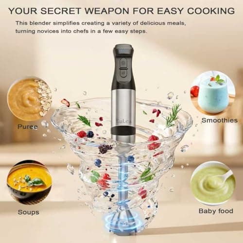 EuLea 2026 New Immersion Hand Blender, 1200W with 5-Speed Settings, Stainless Steel Blades,with scratch-resistant design, Gift Box Packaging. An Ideal Choice for Blending Soup, Mayonnaise - Thumbnail 2