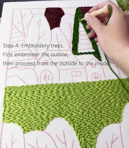 clberni Punch Needle Kit Adults Beginner, Large Punch Needle Embroidery kit 11.8 X 15.8 inches, Crafts for Adults (Forest Without Photo Frame) - Thumbnail 5