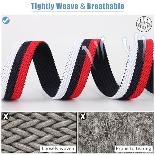 SANSTHS Reversible Braided Belt for Men and Women, Elastic Stretch Woven Golf Belts for Men, Casual Jeans Sports Work 1 3/8" - Thumbnail 5