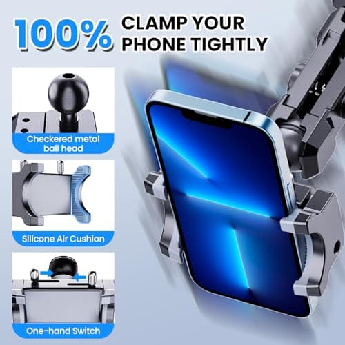 DIAMOOKY Upgraded Metal Phone Mount for Jeep Wrangler JL JLU 2018-2023 and Gladiator JT 2020 2021 2022 2023 Phone Holder Dash Mount System Kit Dashboard Accessories Driver Side (Not for 4xe) - Thumbnail 6