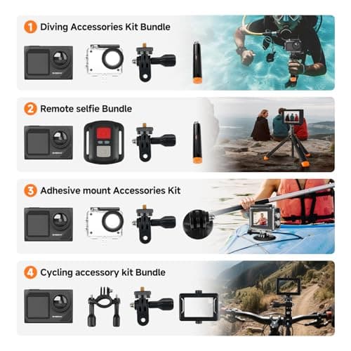 SVBONY SVGo2 4K30FPS Underwater Camera, EIS 2.0 Dual Touch-Screen Waterproof Camera Underwater, 50MP 5X Zoom, Remote Action Camera with Floating Selfie Stick, 2 Batteries for Snorkeling, Skiing - Thumbnail 5
