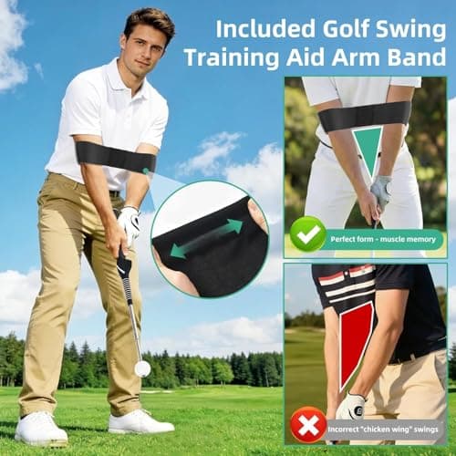 Hibijou Kids Golf Swing Trainer Toy for Backyard & Indoor Play – Retractable Golf Practice Stick with Click Sound, Fun Tempo Training Game for Boys Girls Ages 6+, Beginner Friendly Golf Training Aid - Thumbnail 5