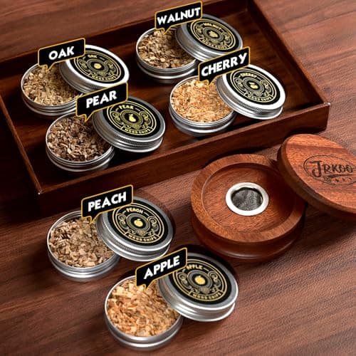 Whiskey Smoker Kit with Torch - 6 Natural Wood Chips, 2 Glasses, 2 Ice Ball Molds - Cocktail Smoker Infuser Kit, Old Fashioned Smoker Kit, Birthday Bourbon Whiskey Gifts for Men, Dad(No Butane) - Thumbnail 5
